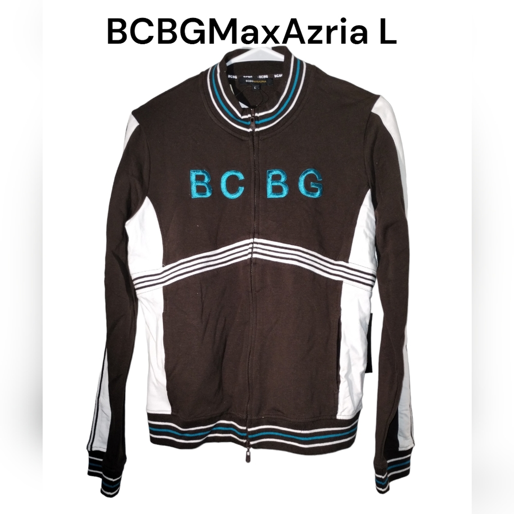 BCBGMaxAzria Baseball Zip Jacket L Brown NWT